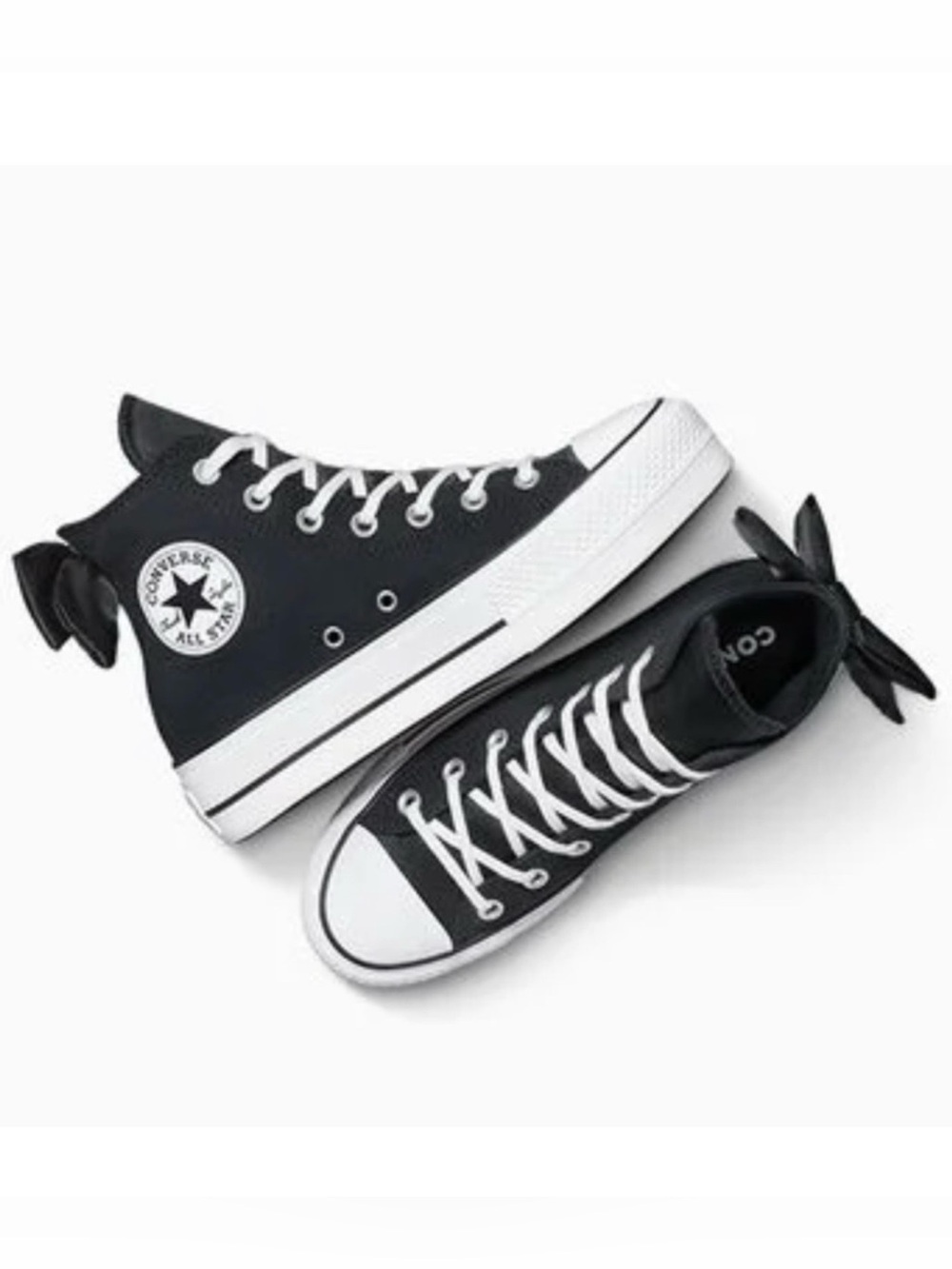. Converse Chuck Taylor Black & White All Star Lift Bow Platform Sneakers